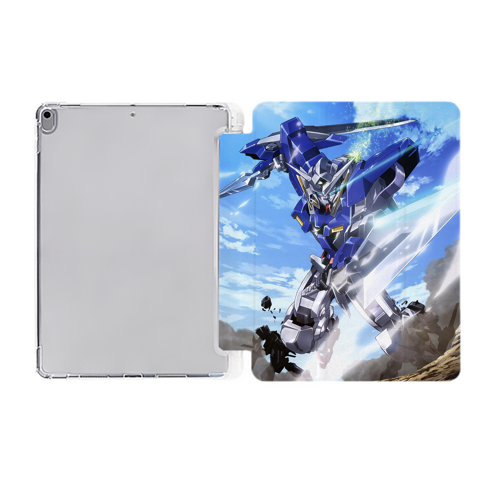 （画像用） 機動戦士ガンダム Mobile Suit Gundam IPad ケース ペン収納付き 三つ折りスタンド PUレザー×シリコン 対応機種9.5/10.5/10.9インチ